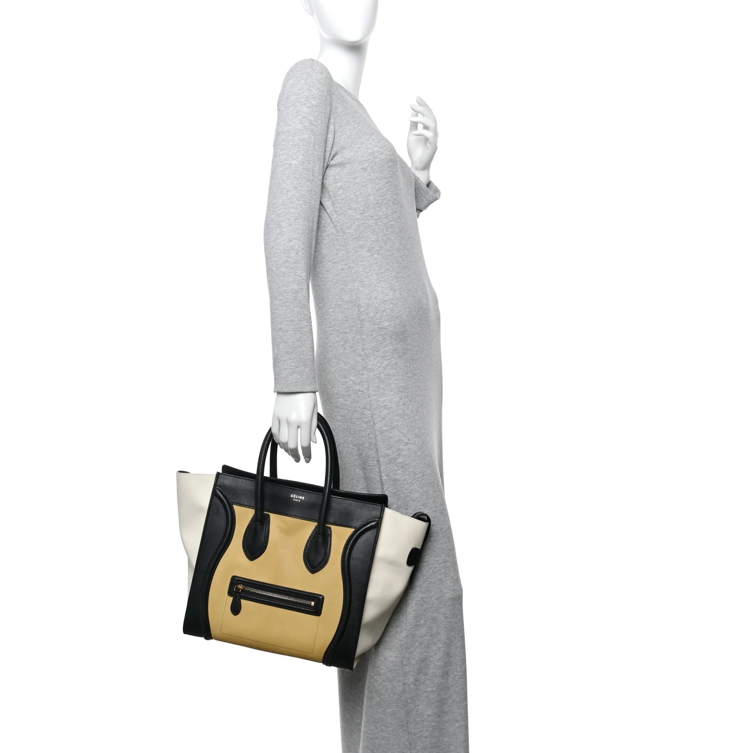 Velluto Calfskin Mini Tri-Color Luggage Vanilla