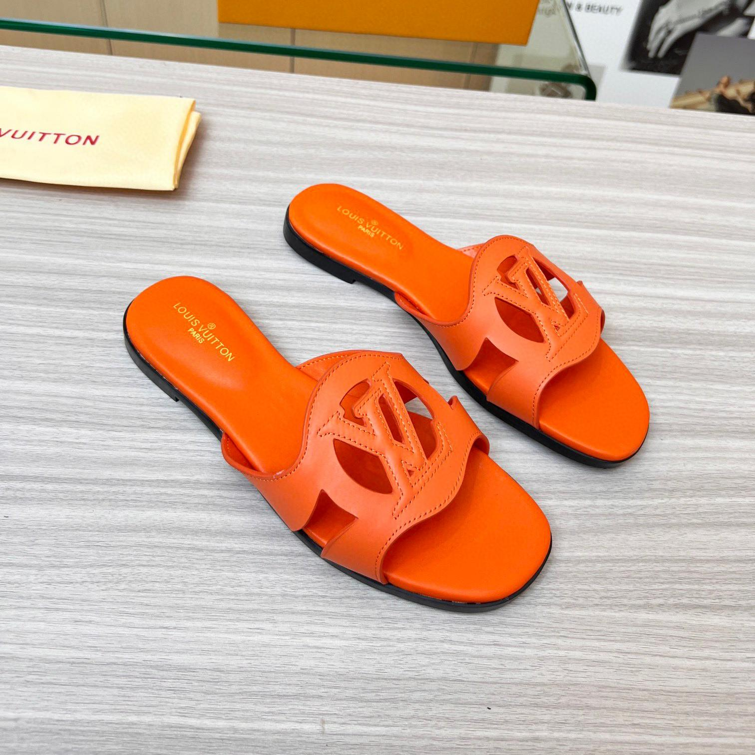Louis Vuitton LV Lsola Leather Flat Aandals Slide Sandal (Replica) - Sneaker Replica Workshop