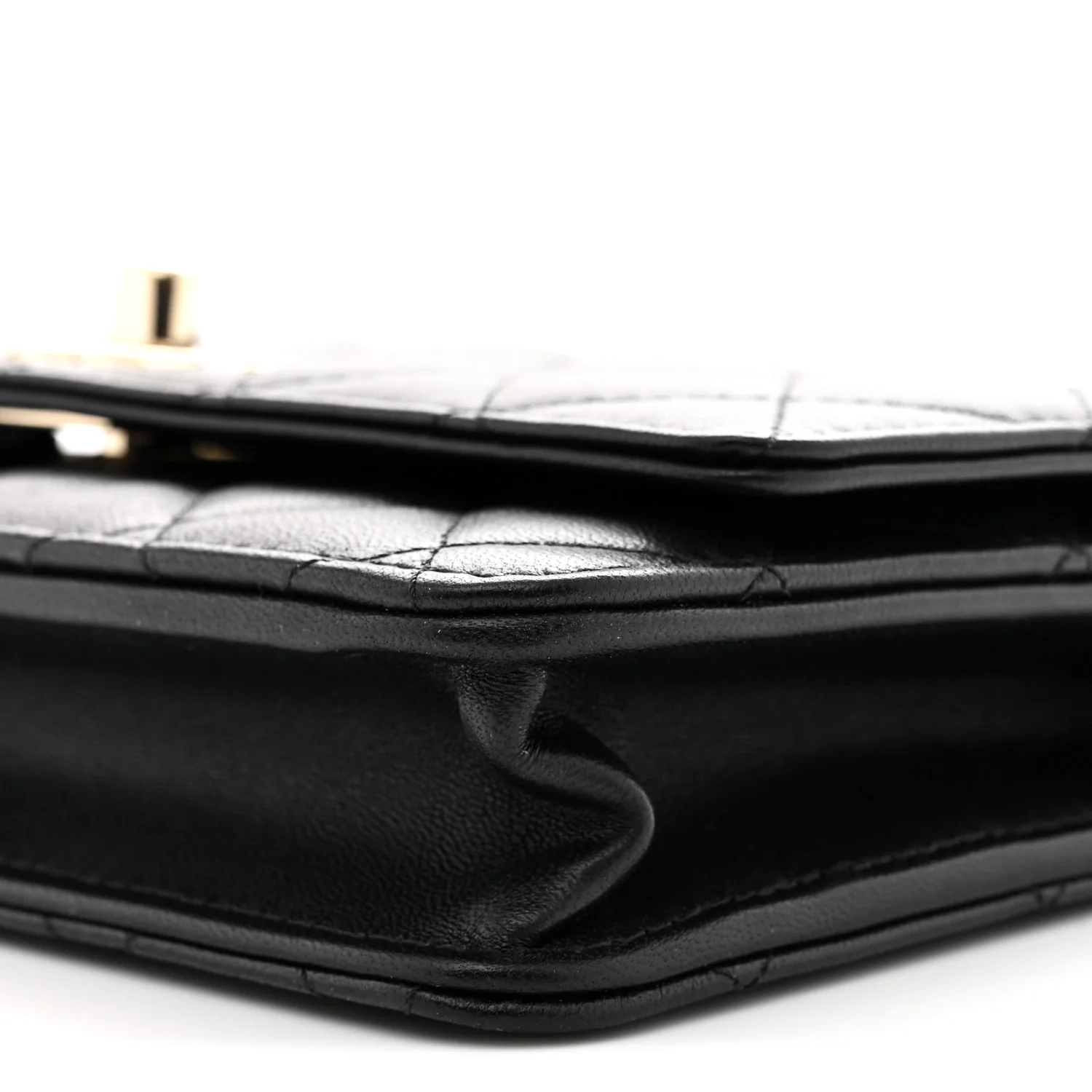 Lambskin Quilted Trendy CC Wallet On Chain WOC Black - Top Club