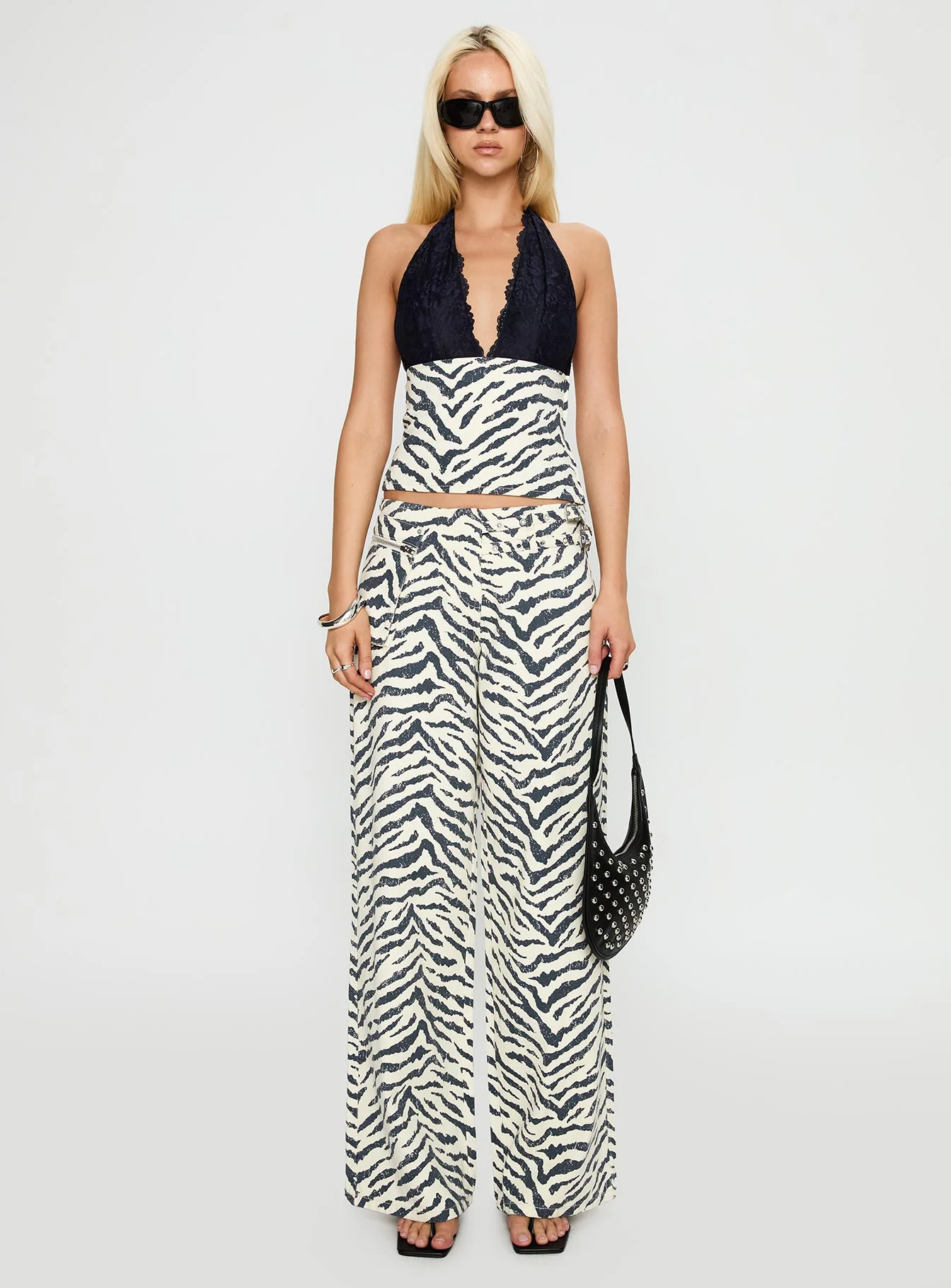 Paltrow Mid Rise Wide Leg Cargo Jeans Zebra