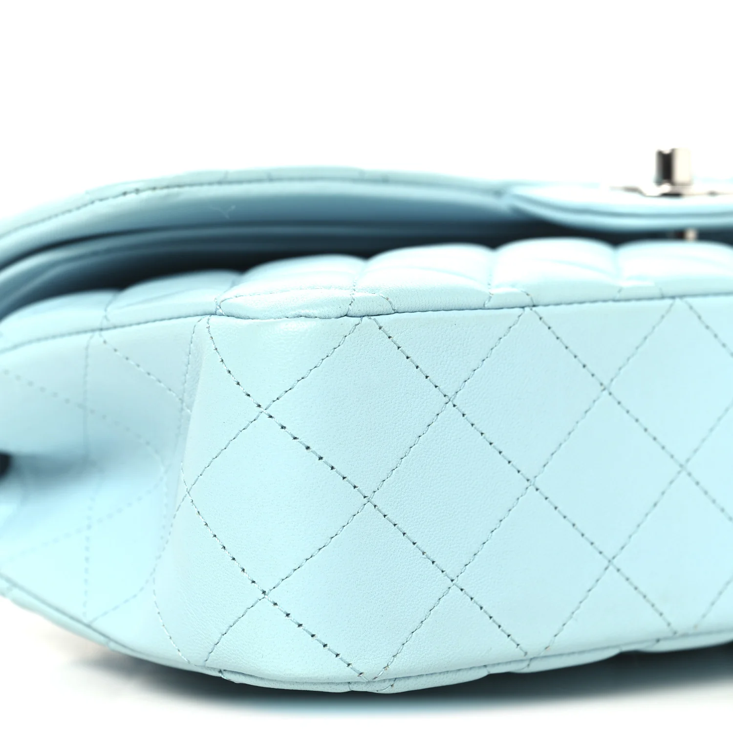 Lambskin Quilted Medium Double Flap Light Blue - Top Club