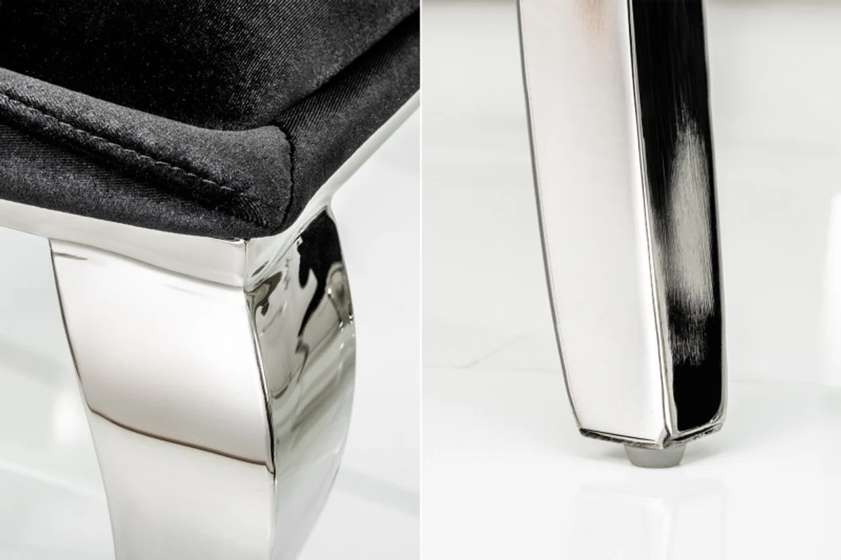 Designer dining room chair silver / black 61 x 60 x H.79 cm - Dining room furniture
