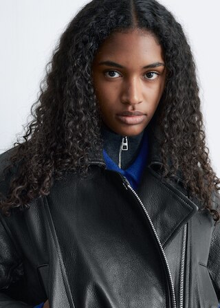 & Other Stories BELTED LEATHER BIKER JACKET
