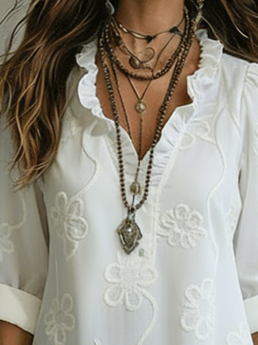 Retro Ruffled Collar Floral A-line Dress - Nordfashionstorm - Women's Clothing, Fashion for You - Nordfashionstorm.com
