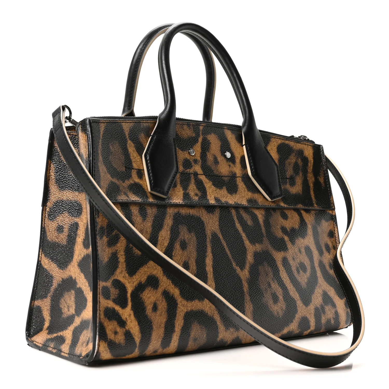 Canvas Calfskin Wild Animal Print City Steamer EW Marron - Top Club