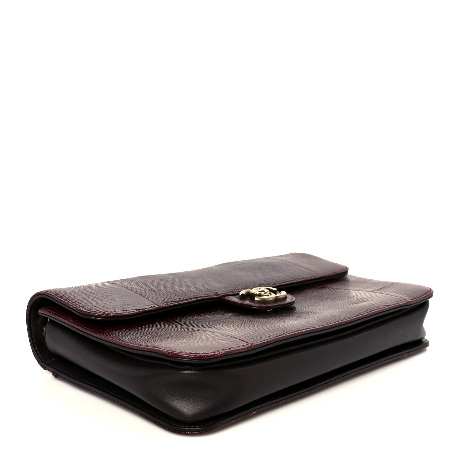Lizard Lambskin Quilted Large Perfect Edge Flap Burgundy - Top Club