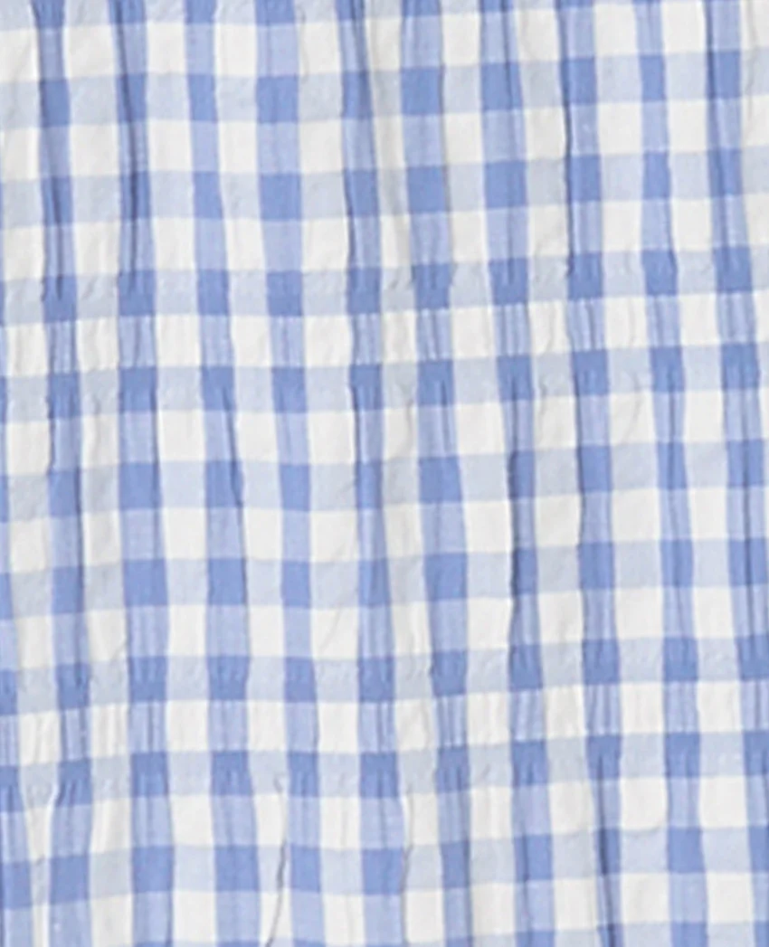 Pimkie Pantalon droit en tissu gaufré motif vichy