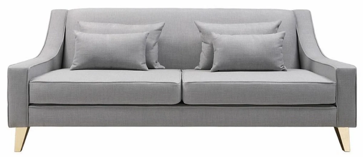 Luxury neoclassical sofa gray / gold 202 x 94 x H. 85 cm - living room sofa - hotel sofa - living room furniture - hotel furniture - luxury furniture - neoclassic furniture