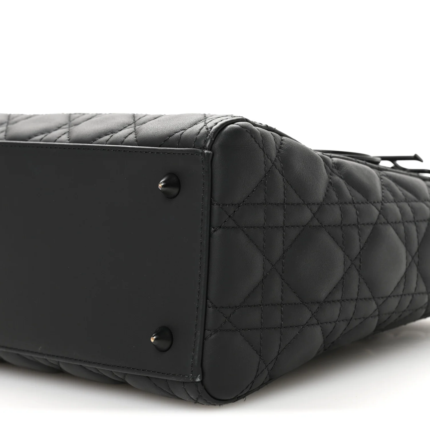 Ultra Matte Calfskin Cannage Medium Lady Dior Black - Top Club