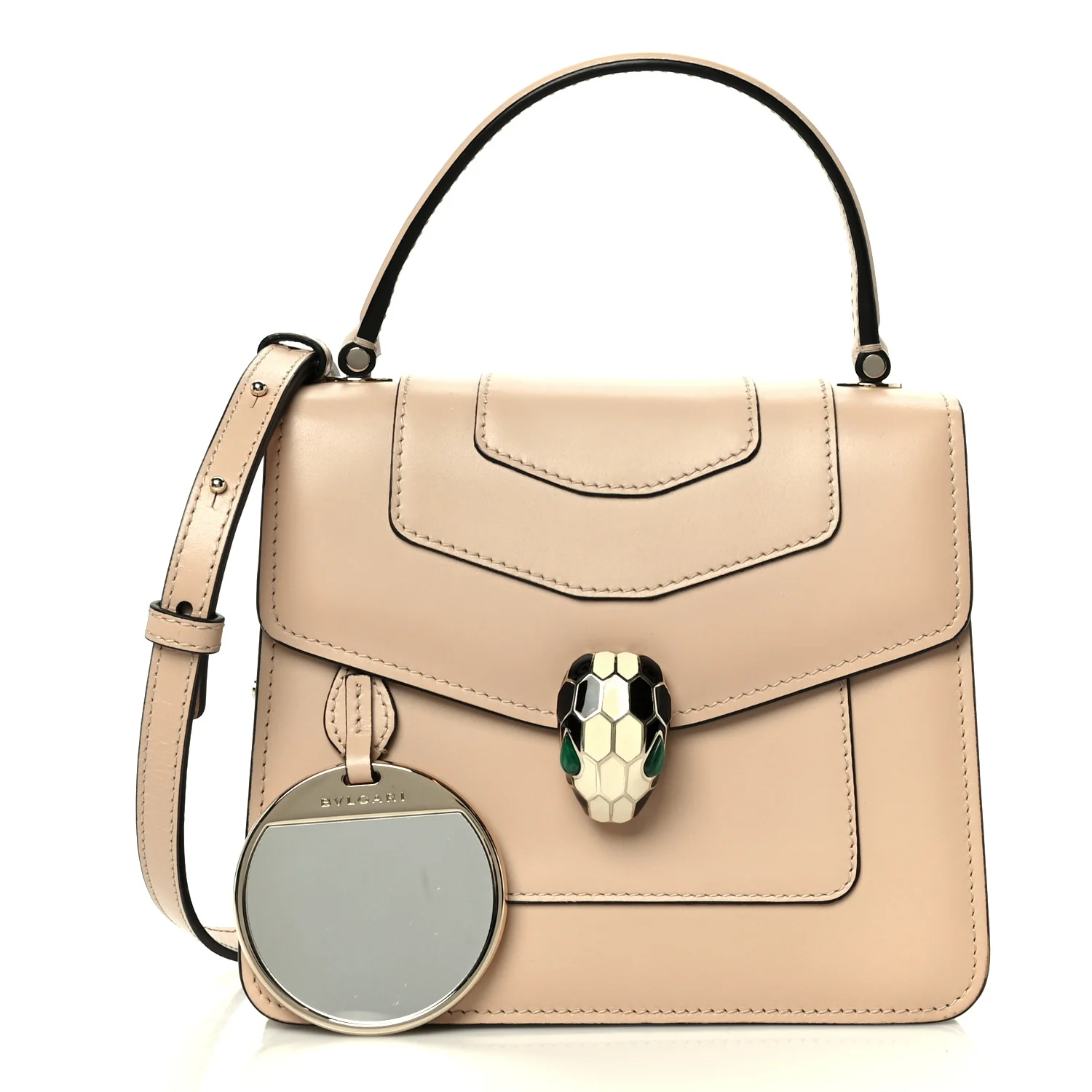 Calfskin Serpenti Forever Top Handle Beige Green - Top Club
