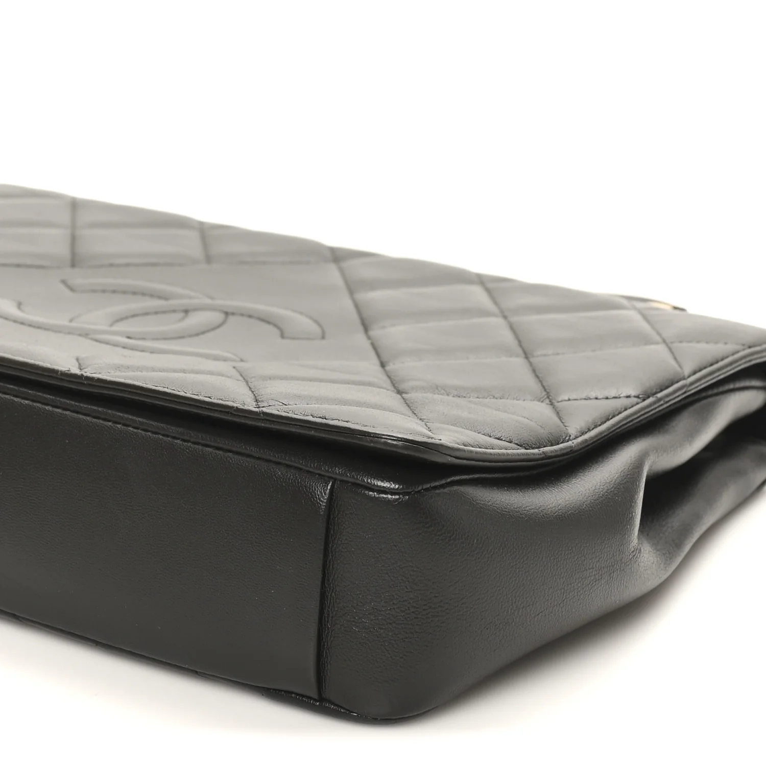 Lambskin Quilted Large Diamond CC Flap Black - Top Club