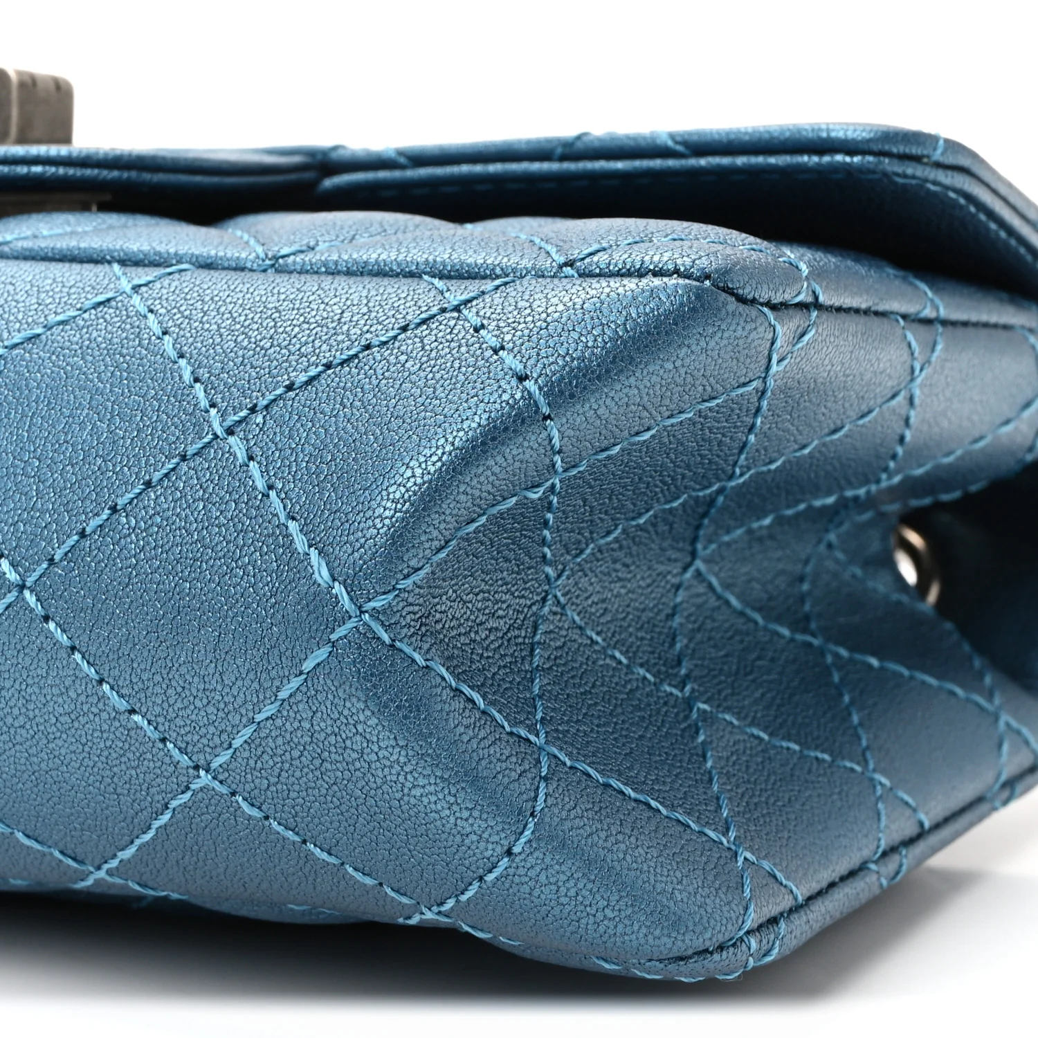 Metallic Sheepskin Quilted 2.55 Reissue Mini Flap Blue - Top Club