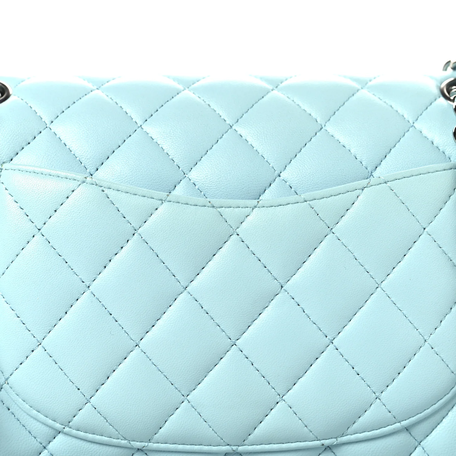 Lambskin Quilted Medium Double Flap Light Blue - Top Club