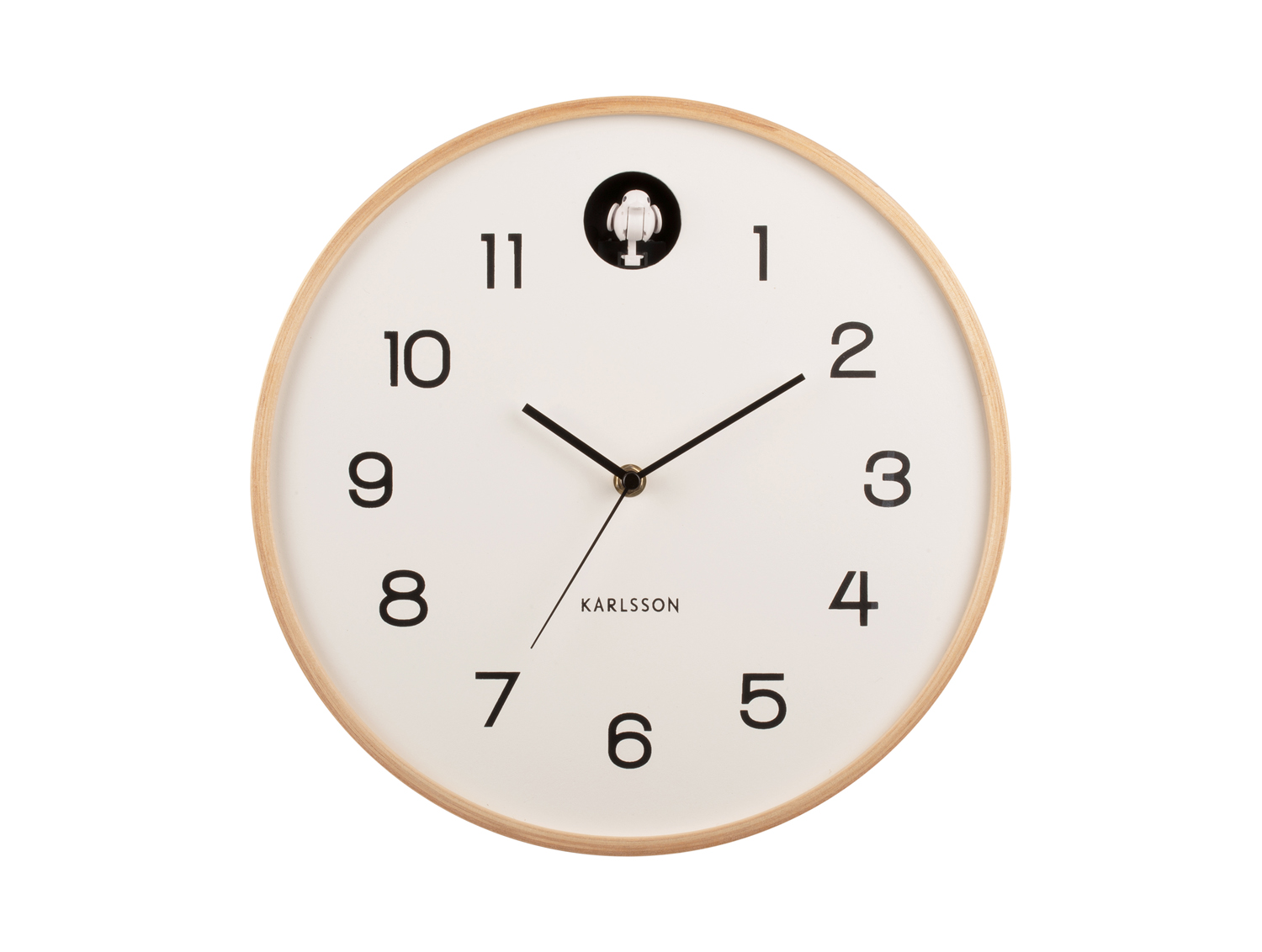 Wall clock Natural Cuckoo birch wood white