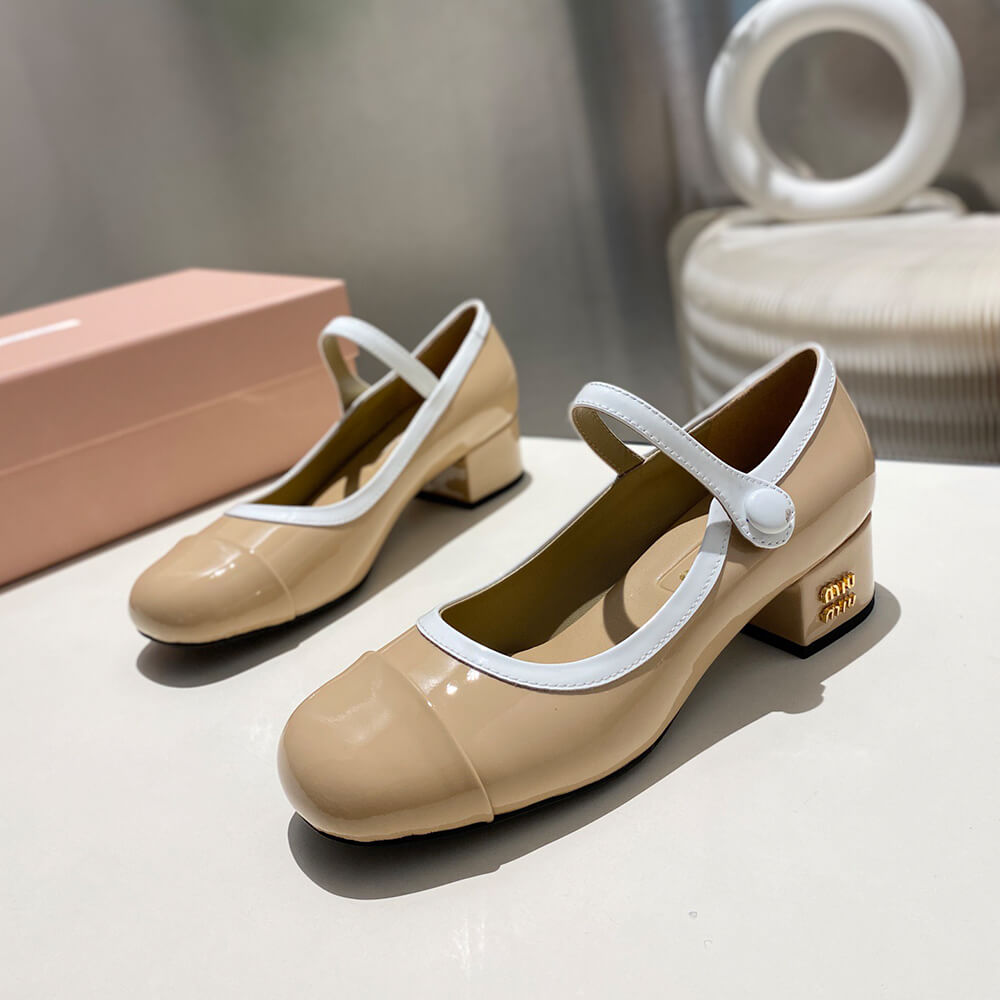 MiuMiu Two-tone patent leather Mary Jane pumps - Top Club