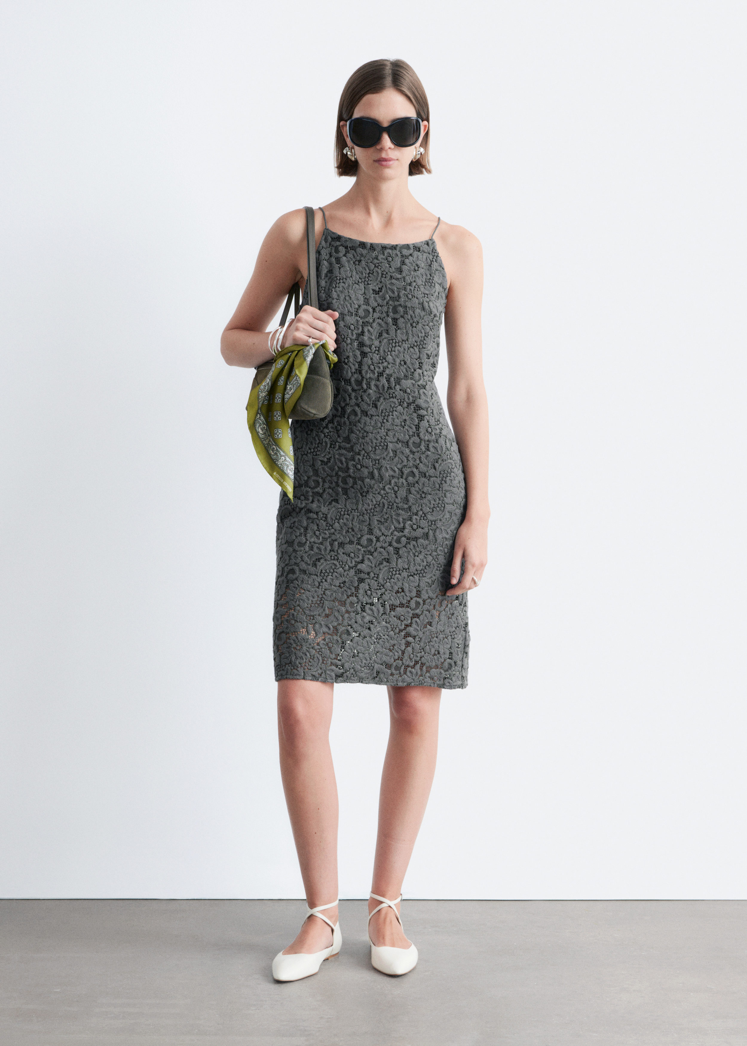 & Other Stories LACE MIDI DRESS