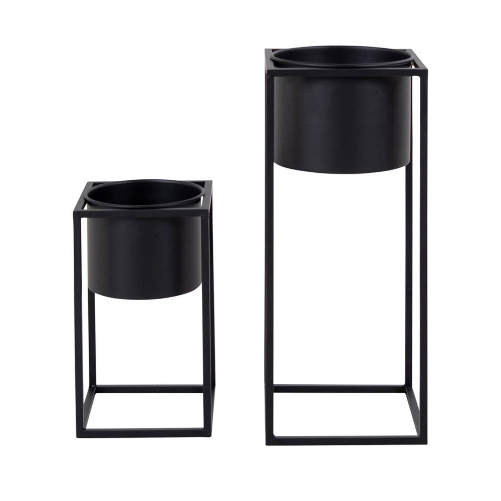 Staande plantenpot Finnley (set van 2) Finnley staande bloempot zwart - set van 2