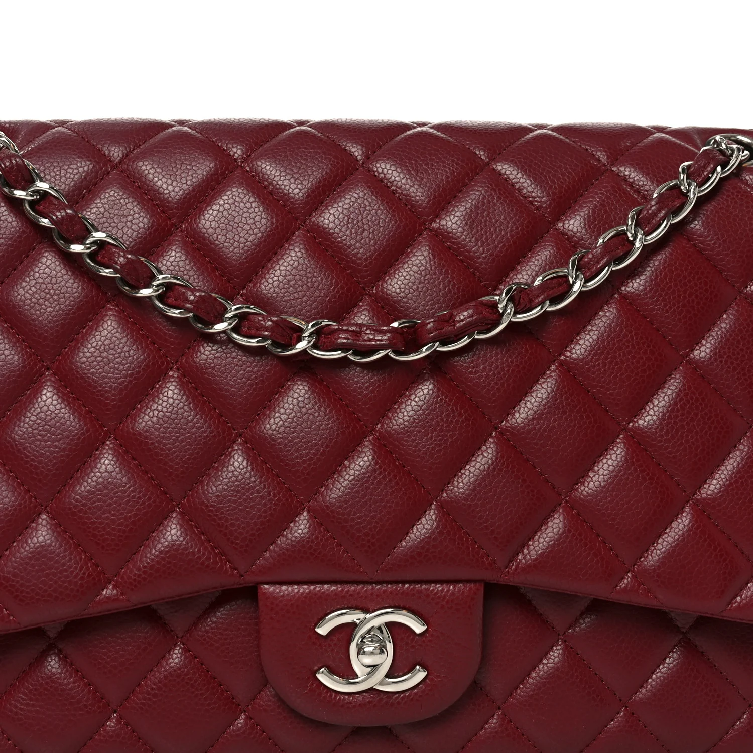 Caviar Quilted Maxi Single Flap Dark Red - Top Club