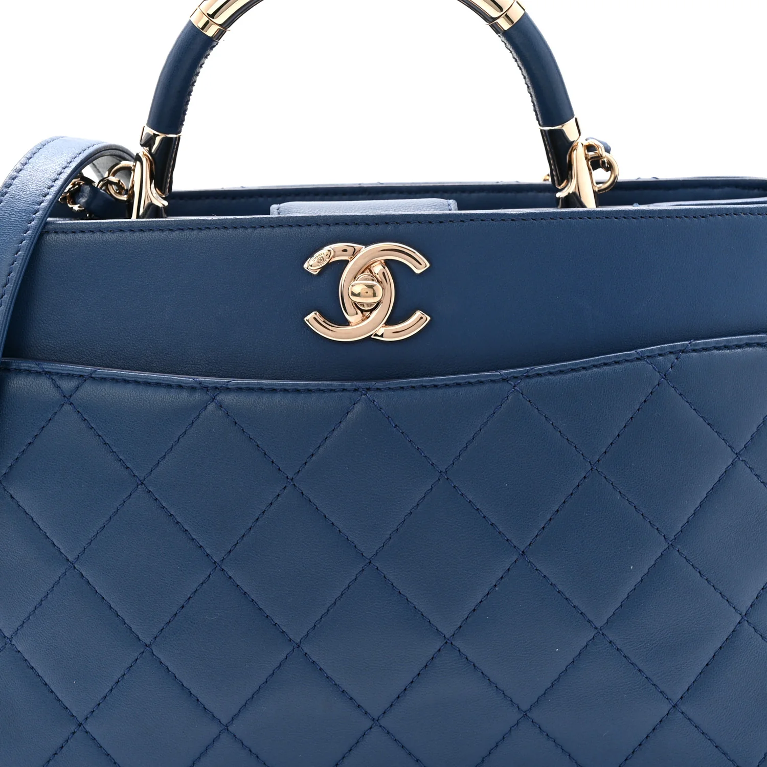 Lambskin Carry Chic Shopping Tote Blue - Top Club