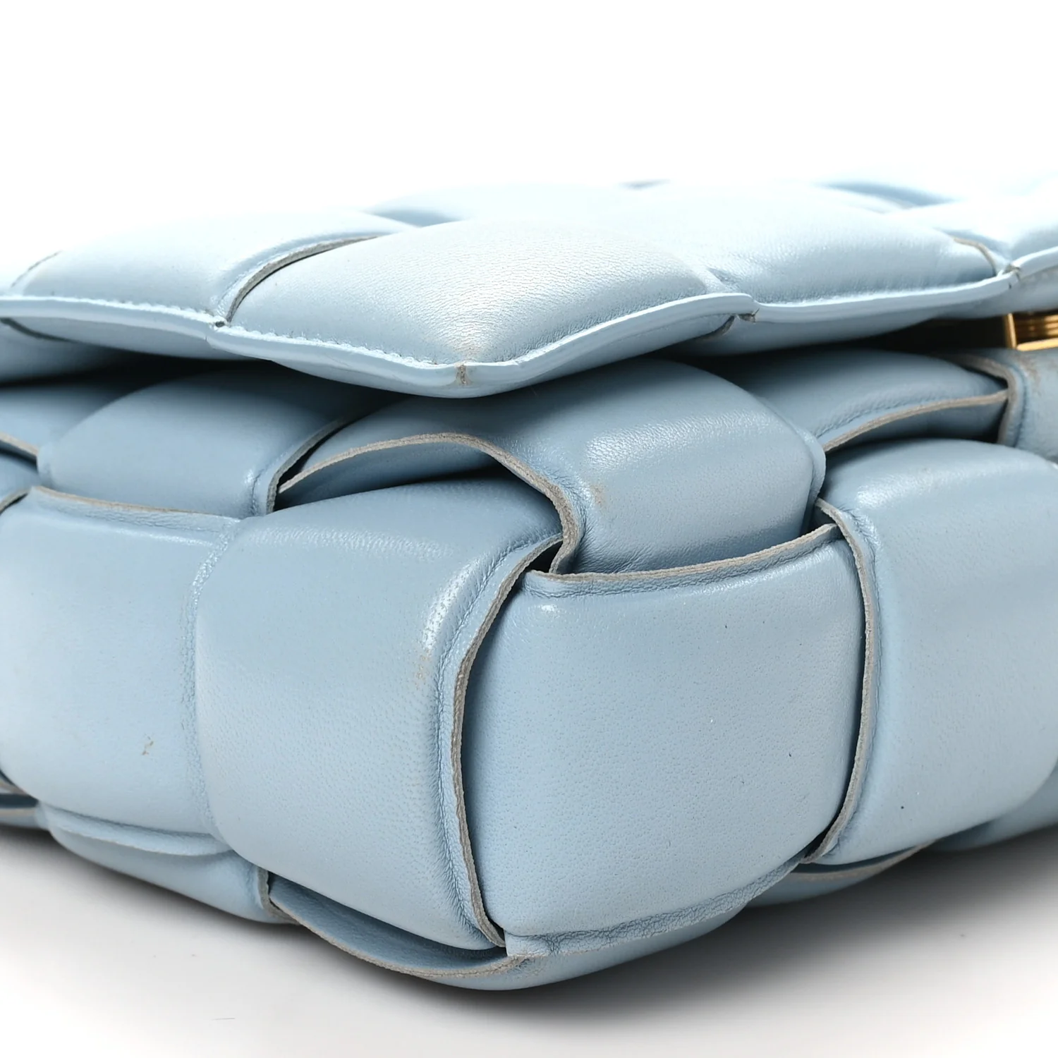 Nappa Maxi Intreccio Padded Cassette Crossbody Bag Ice - Top Club