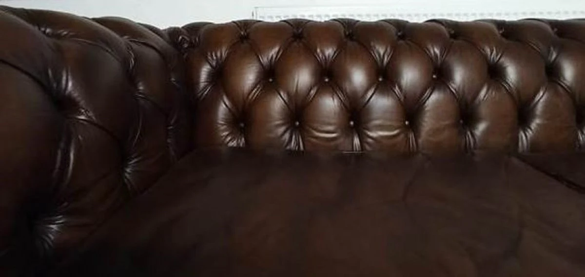 Luxury Chesterfield leather sofa vintage dark brown 240 x 100 x H. 80 cm - real leather living room sofa - living room furniture - Chesterfield furniture - luxury furniture - luxury living room furnishings