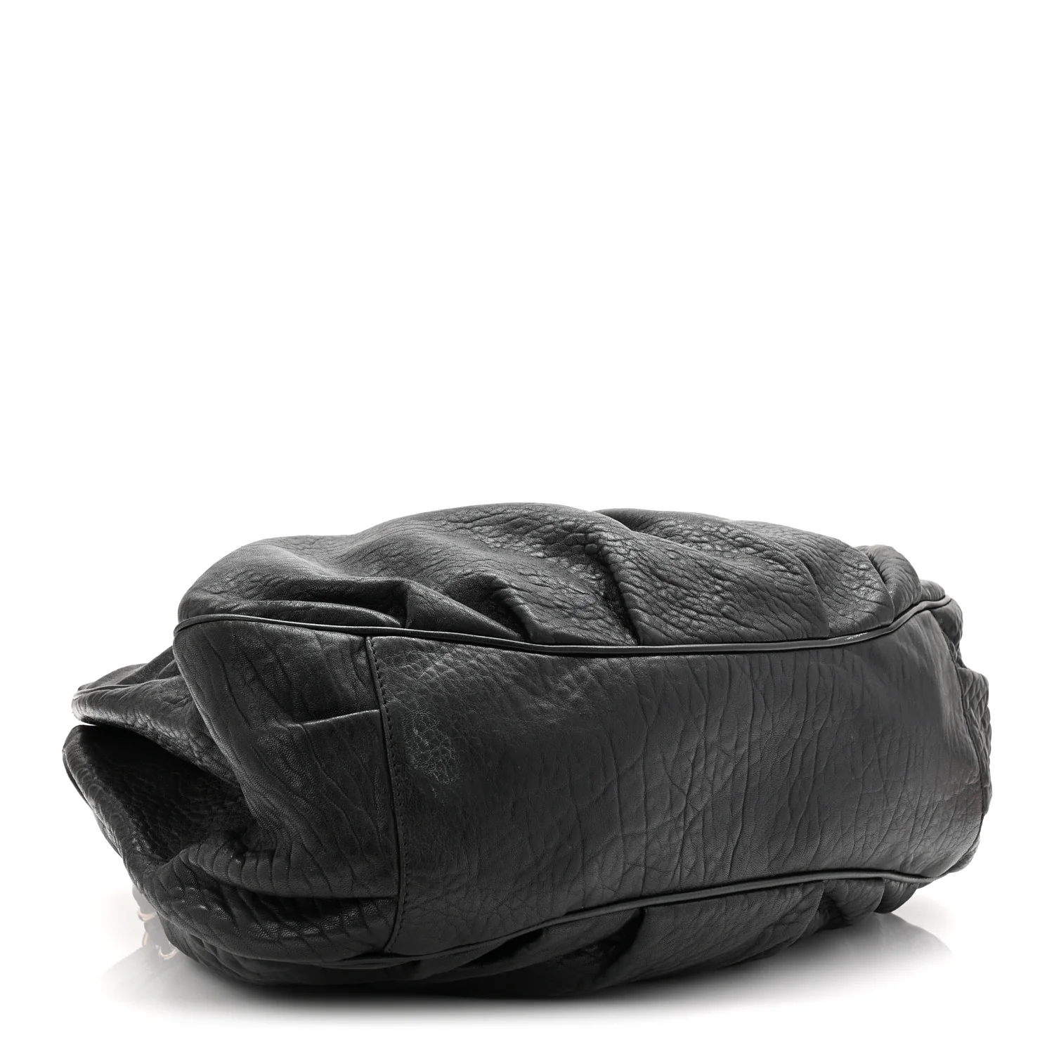 Crinkled Lambskin Mia Tote Black - Top Club