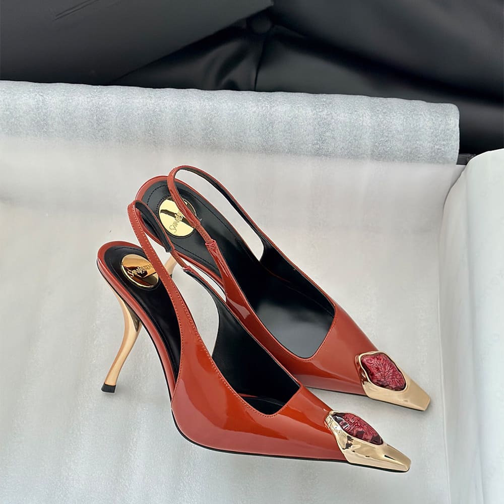 YSL Loulou Slingback Pumps in Patent Leather - Top Club