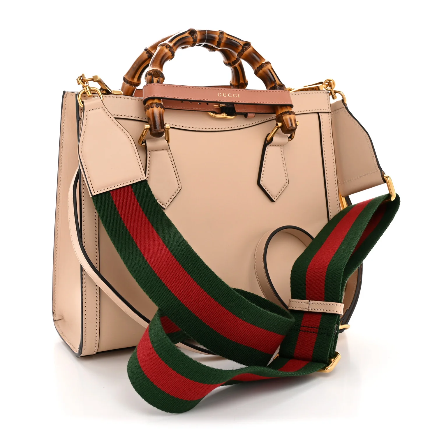 Calfskin Gucci Embossed Small Diana Tote Bag Pink - Top Club