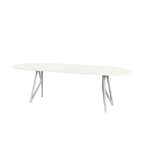 Studio HENK tafel Butterfly Blob - wit frame, HPL Fenix bianco kos 220 x 100 | HPL Fenix Bianco Kos | Rechte Rand | Frame Wit