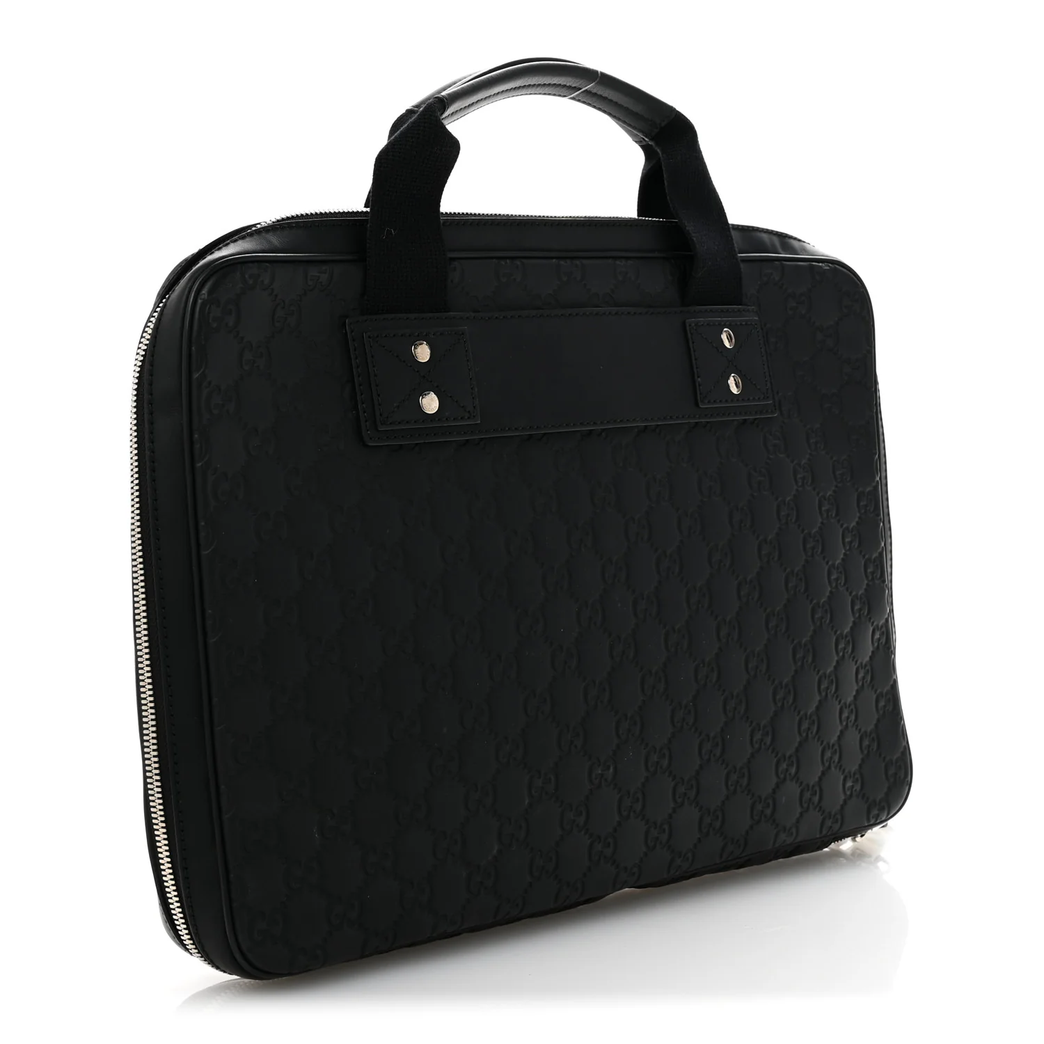 Rubber Guccissima Laptop Briefcase Black - Top Club