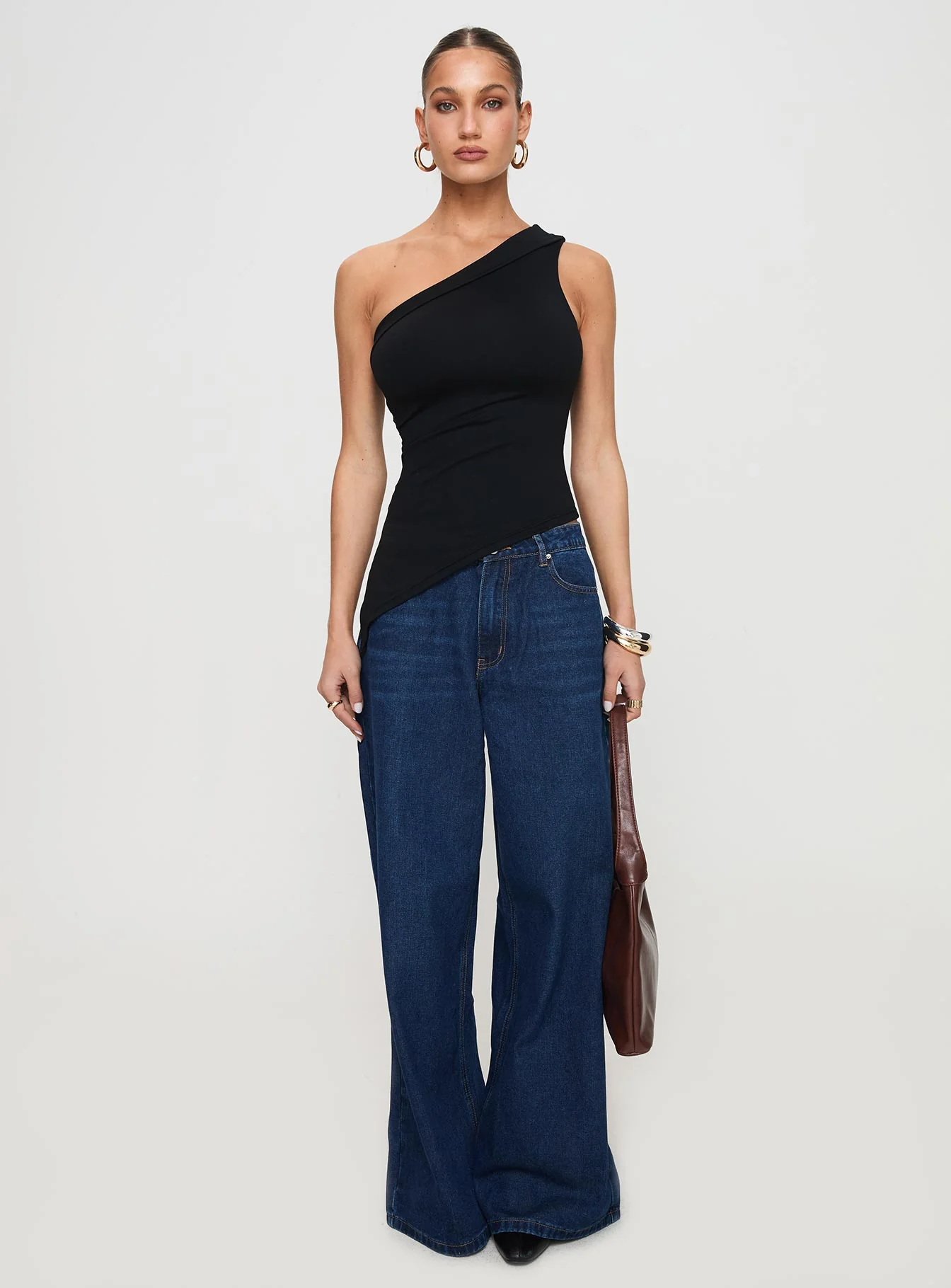 Lunah One Shoulder Top Black