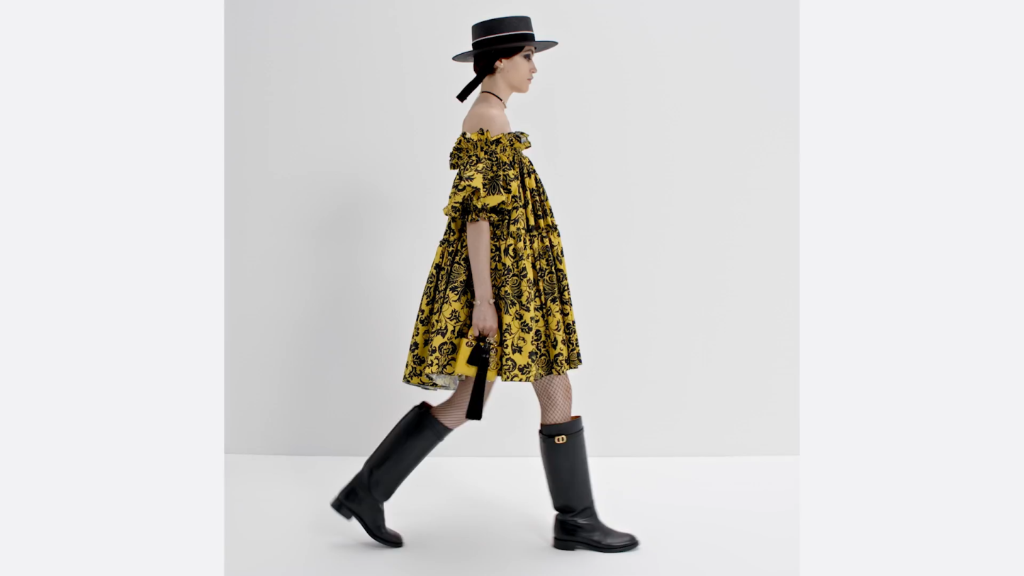 MICRO LADY D BAG Yellow Cannage Lambskin - Top Club