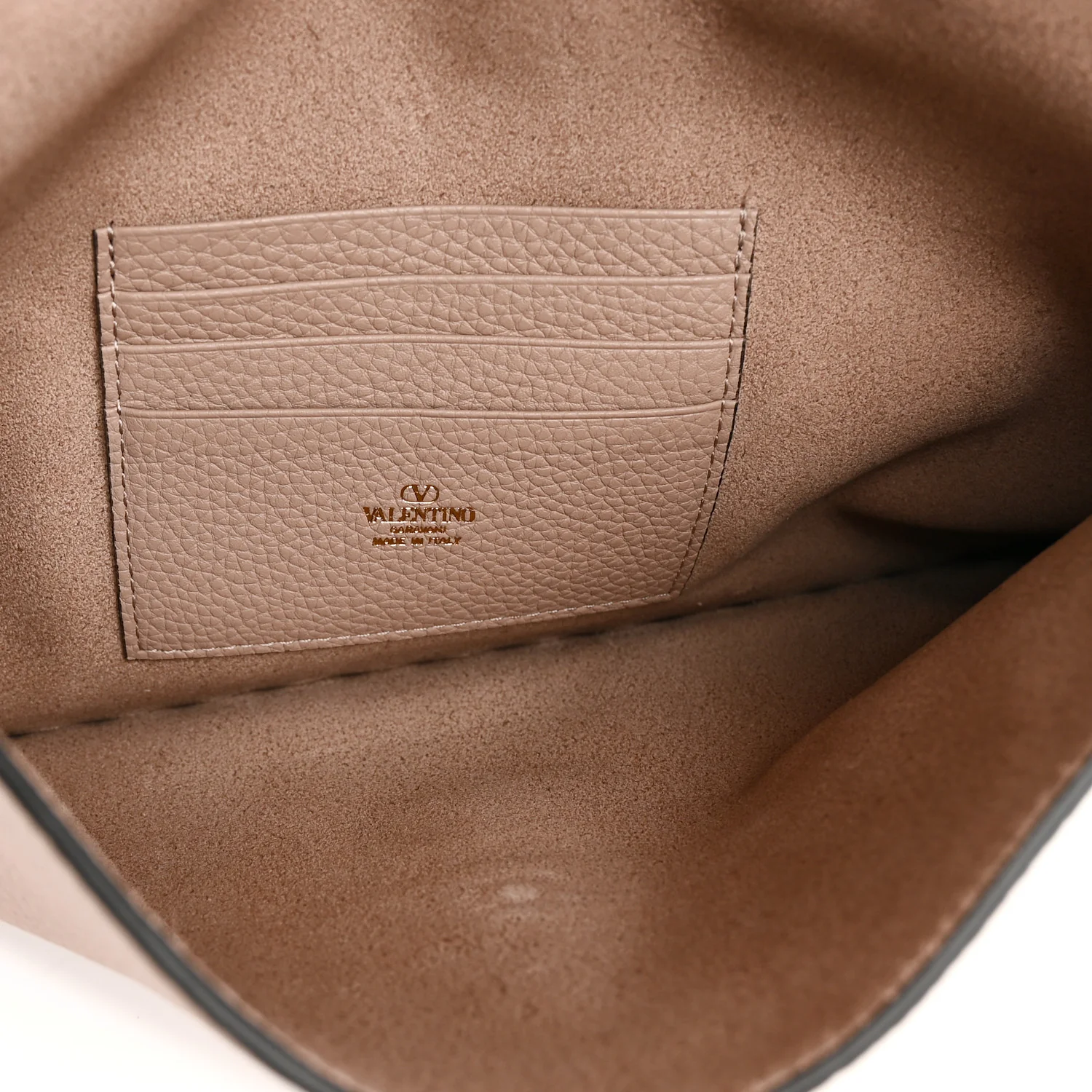 Vitello Medium Rockstud Envelope Flat Wristlet Pouch Poudre - Top Club