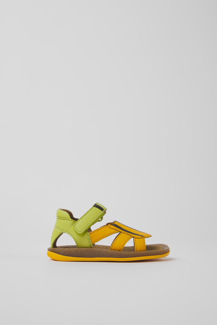 Twins Green and Orange Leather Sandals for Boys