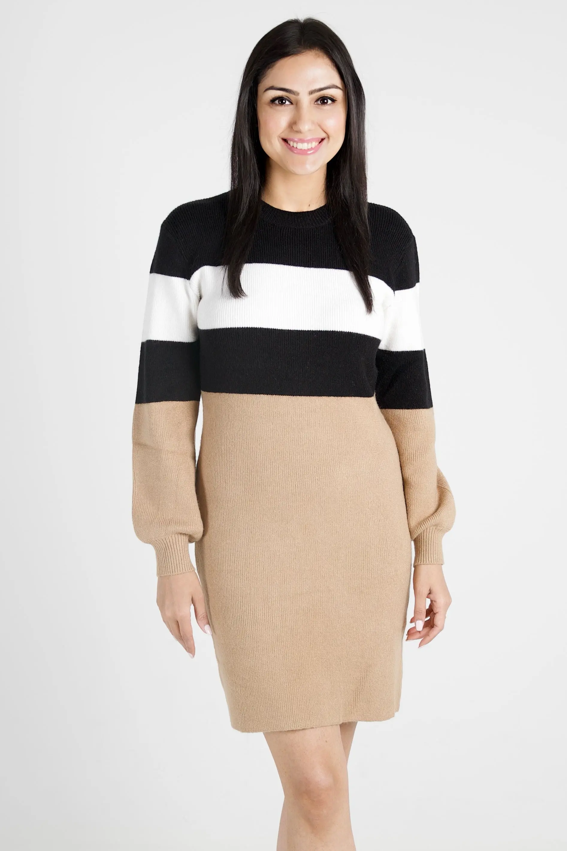 Color Block Sweater Dress - ALJEGJ