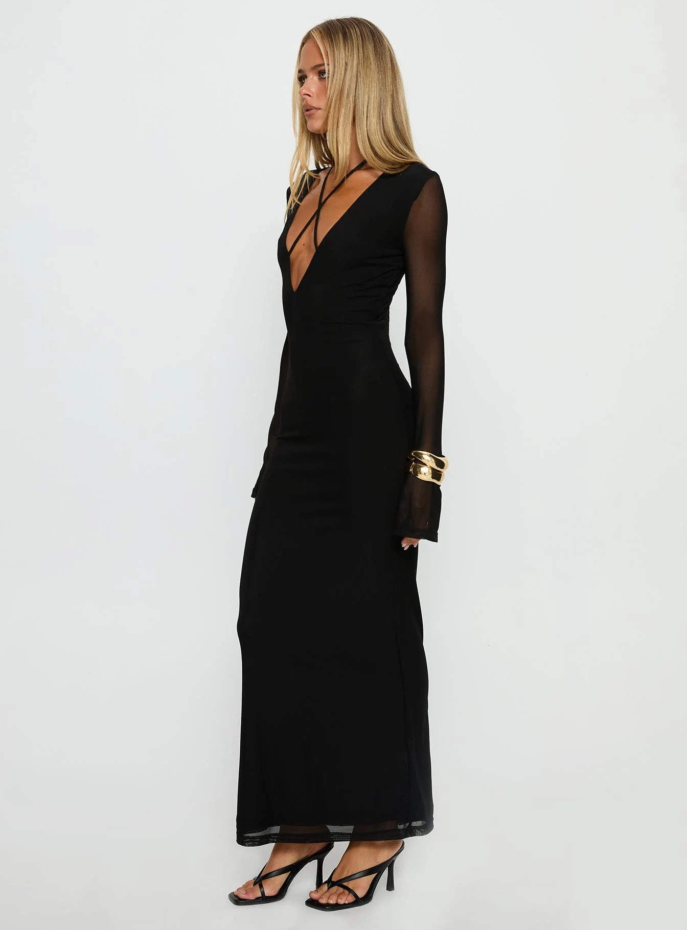 Ariadna Cut Out Long Sleeve Maxi Dress Black