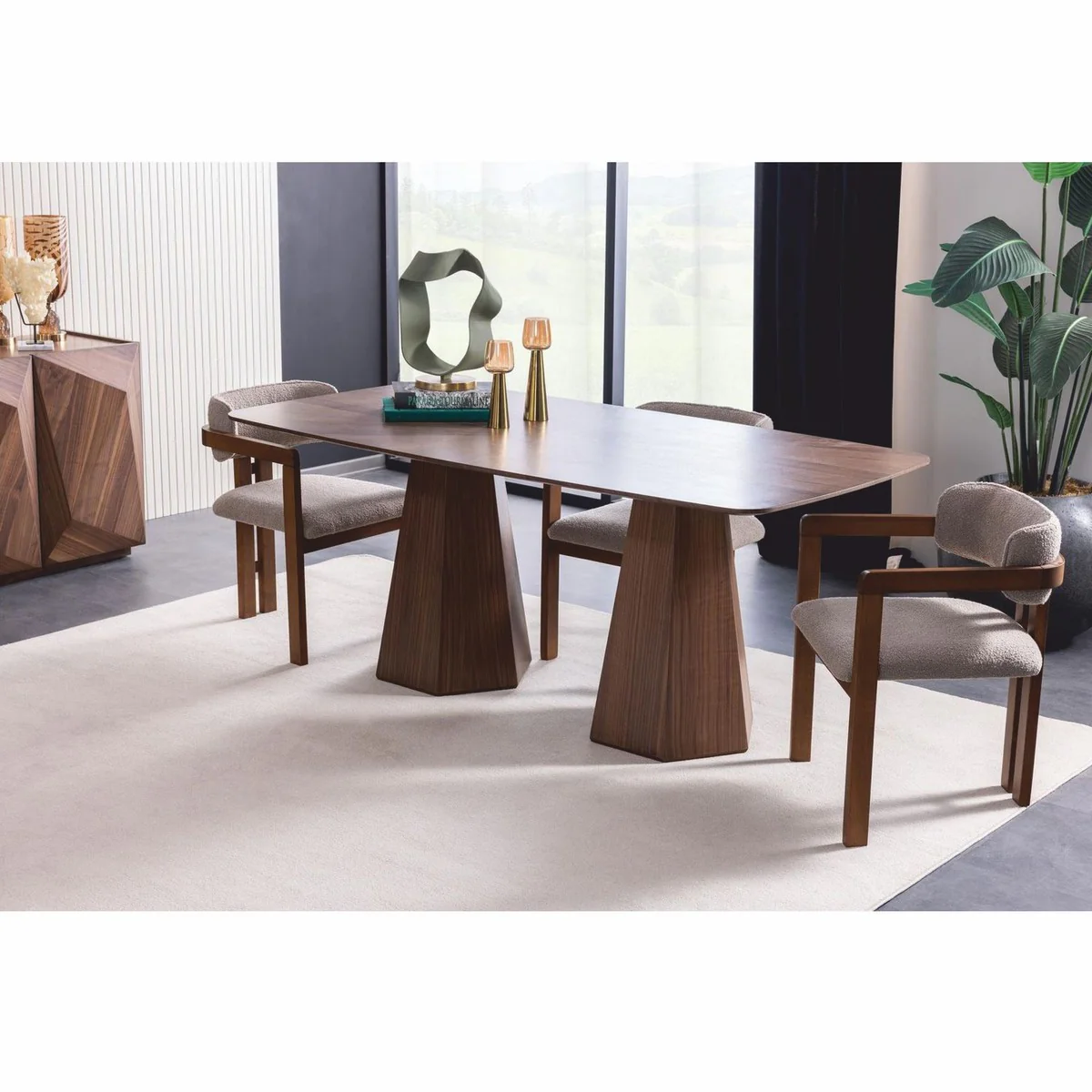 Luxury solid wood dining table brown 190 cm - Hotel & Dining Room Furniture