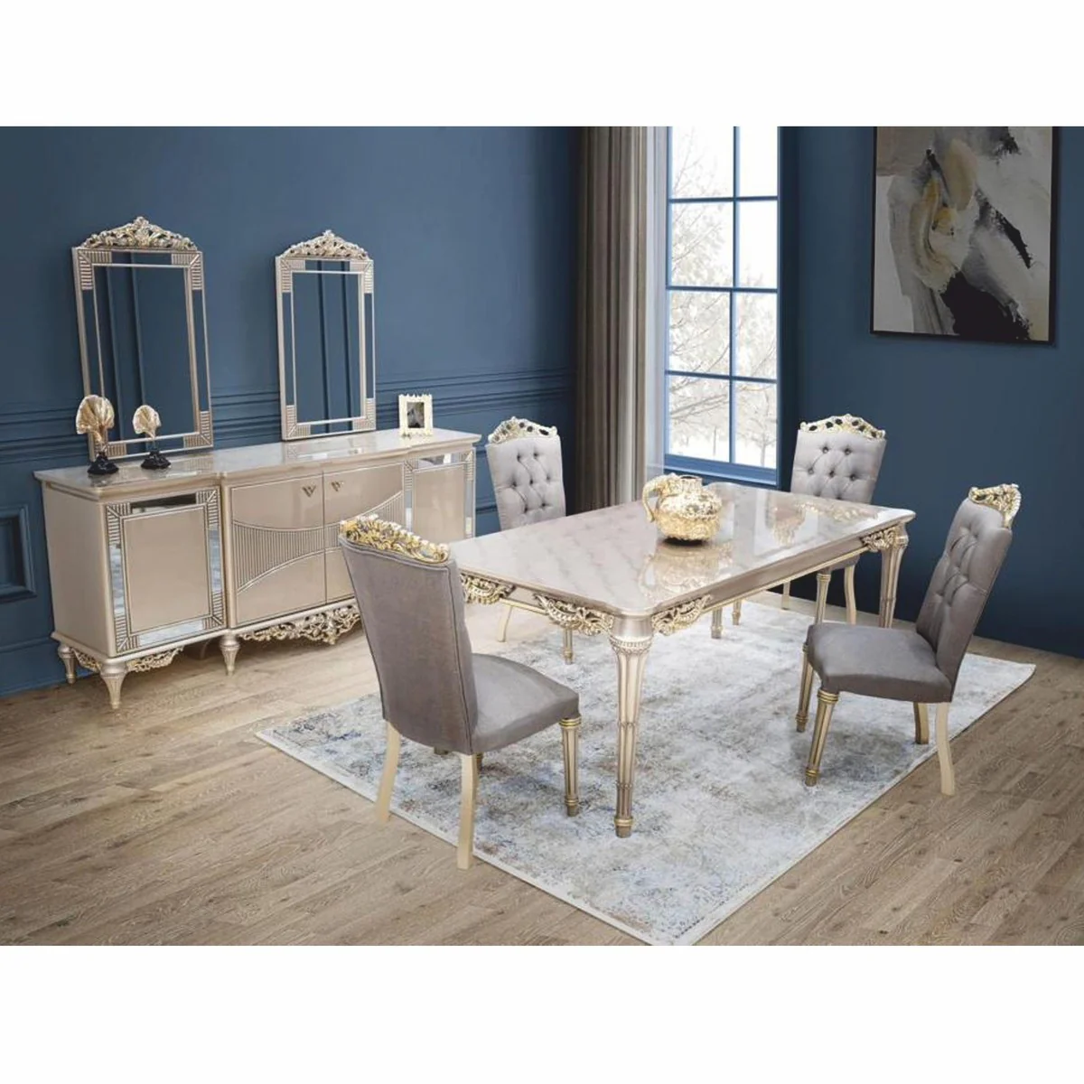 Luxury Baroque Dining Room Set - Magnificent Baroque dining table with 6 chairs