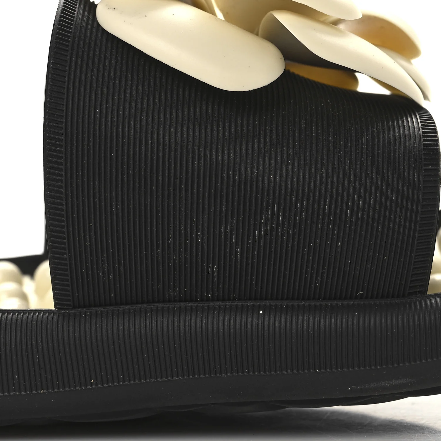Thermoplastic PVC Camellia Mule Sandals 36 Black Ivory - Top Club