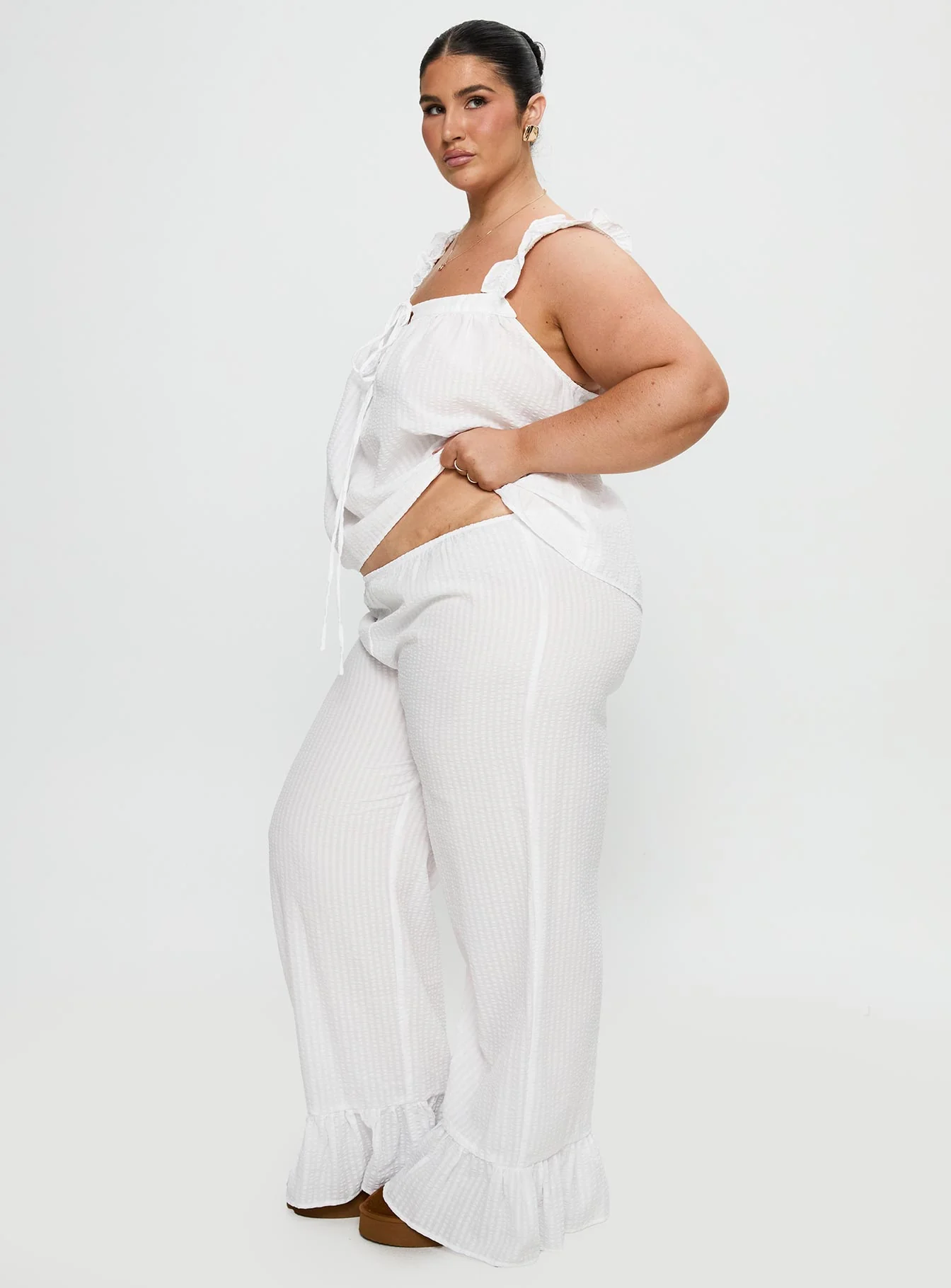 Santabelle Frill Pants White Curve