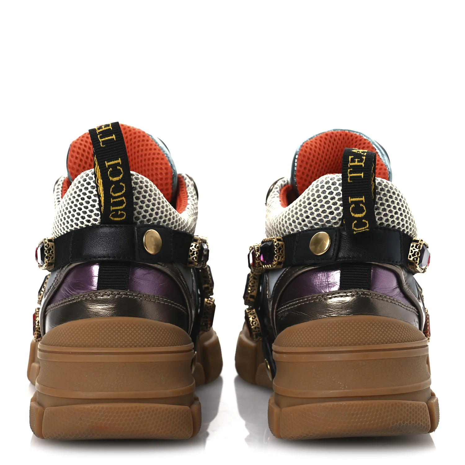 X SEGA Mesh Suede Calfskin Removable Crystals Womens Flashtrek Sneakers 36 Rame Mystic White Lago - Top Club