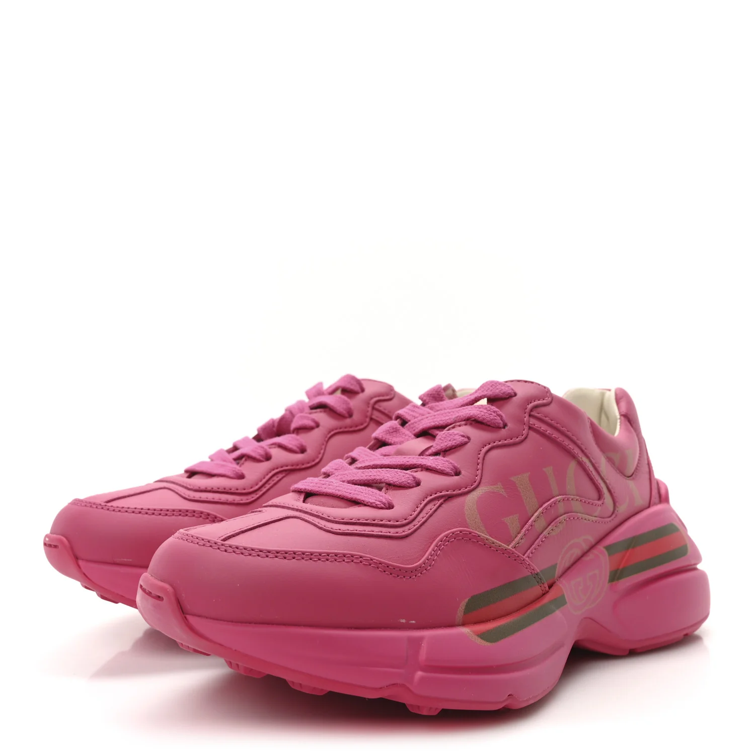 Calfskin Logo Womens Rhyton Sneakers 35.5 Box Pink - Top Club