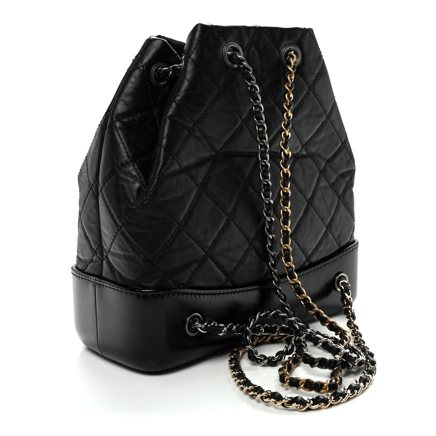 Aged Calfskin Quilted Small Gabrielle Backpack Black - Top Club