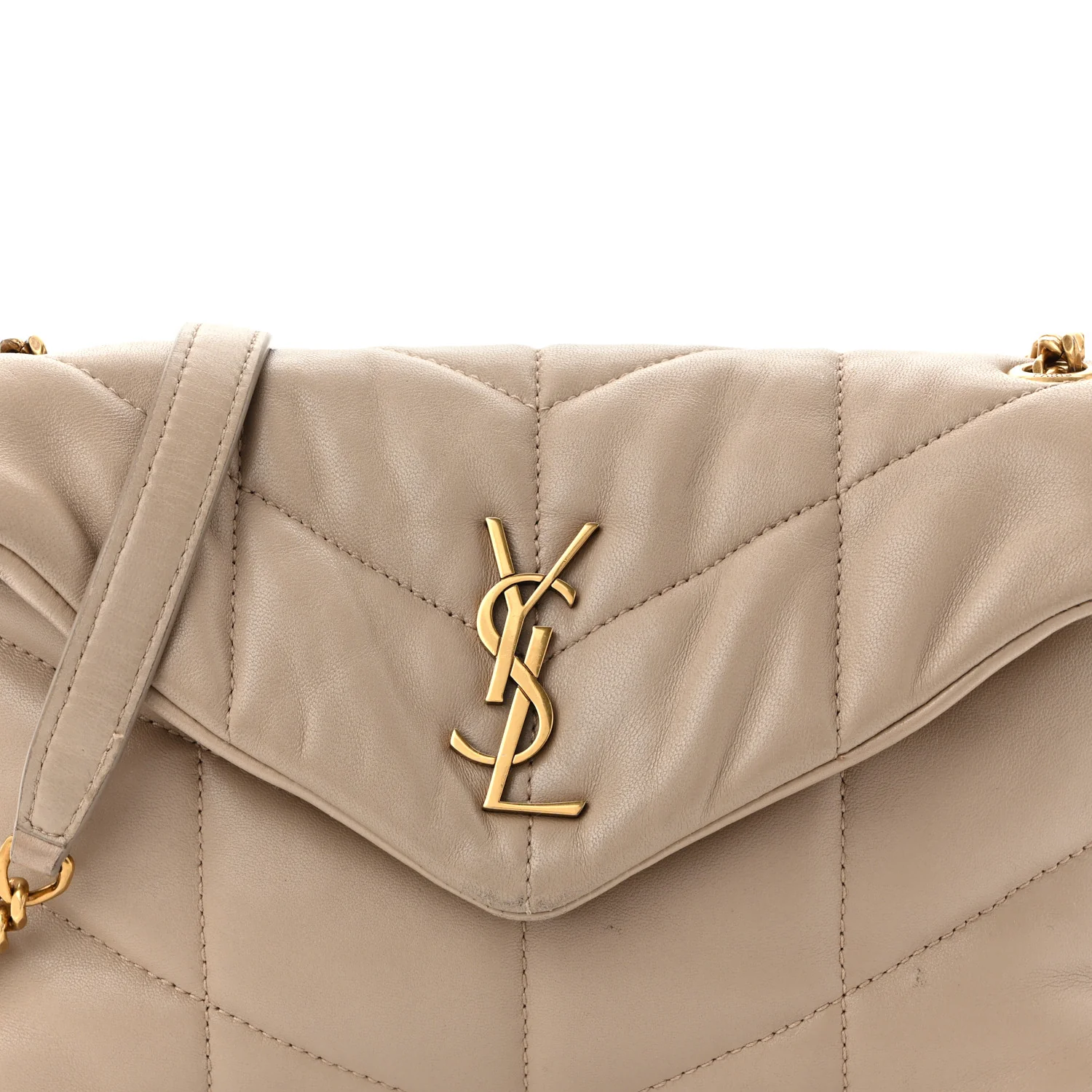 Lambskin Quilted Toy Loulou Puffer Monogram Chain Satchel Nude Powder - Top Club
