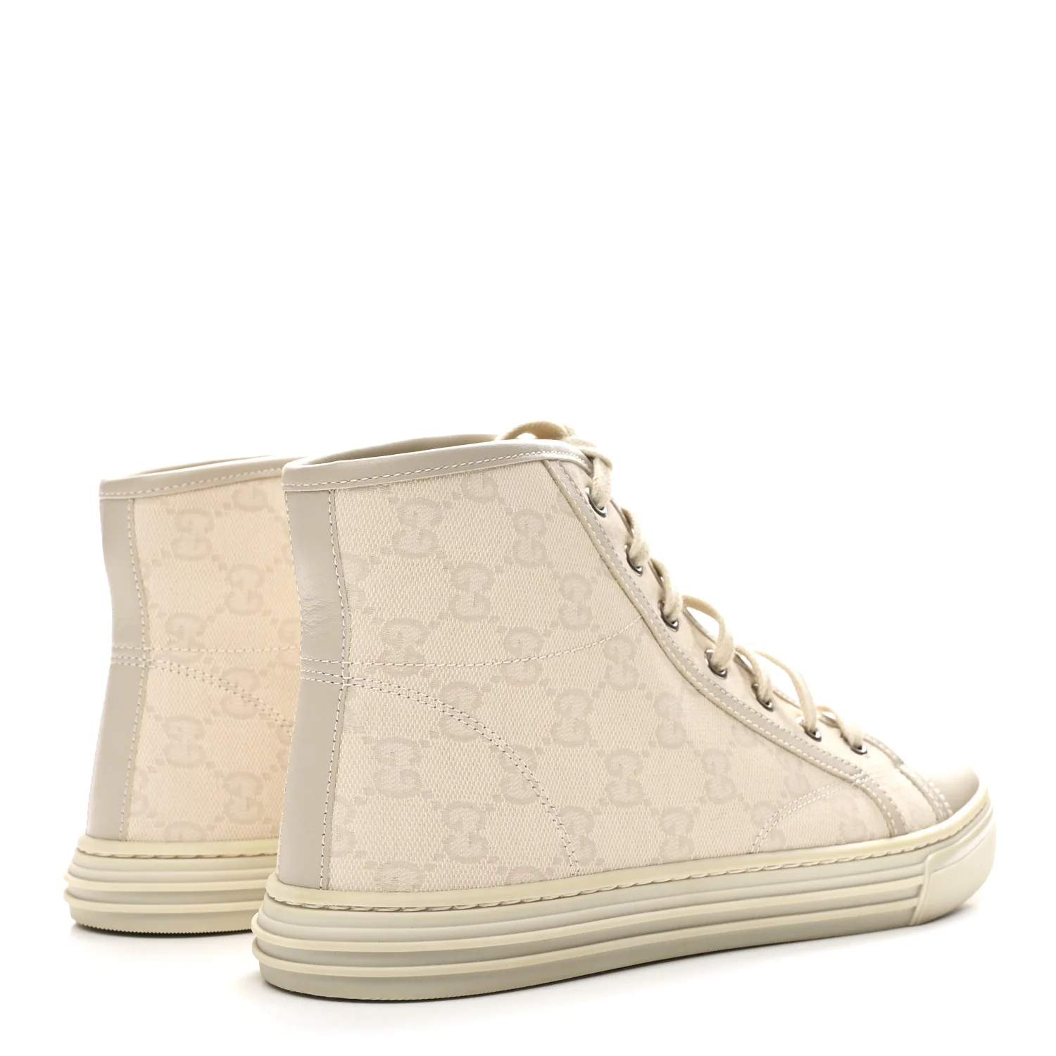 Washed Cotton GG Monogram Calfskin Womens High Top Sneakers 39 White Mystic White Great White - Top Club