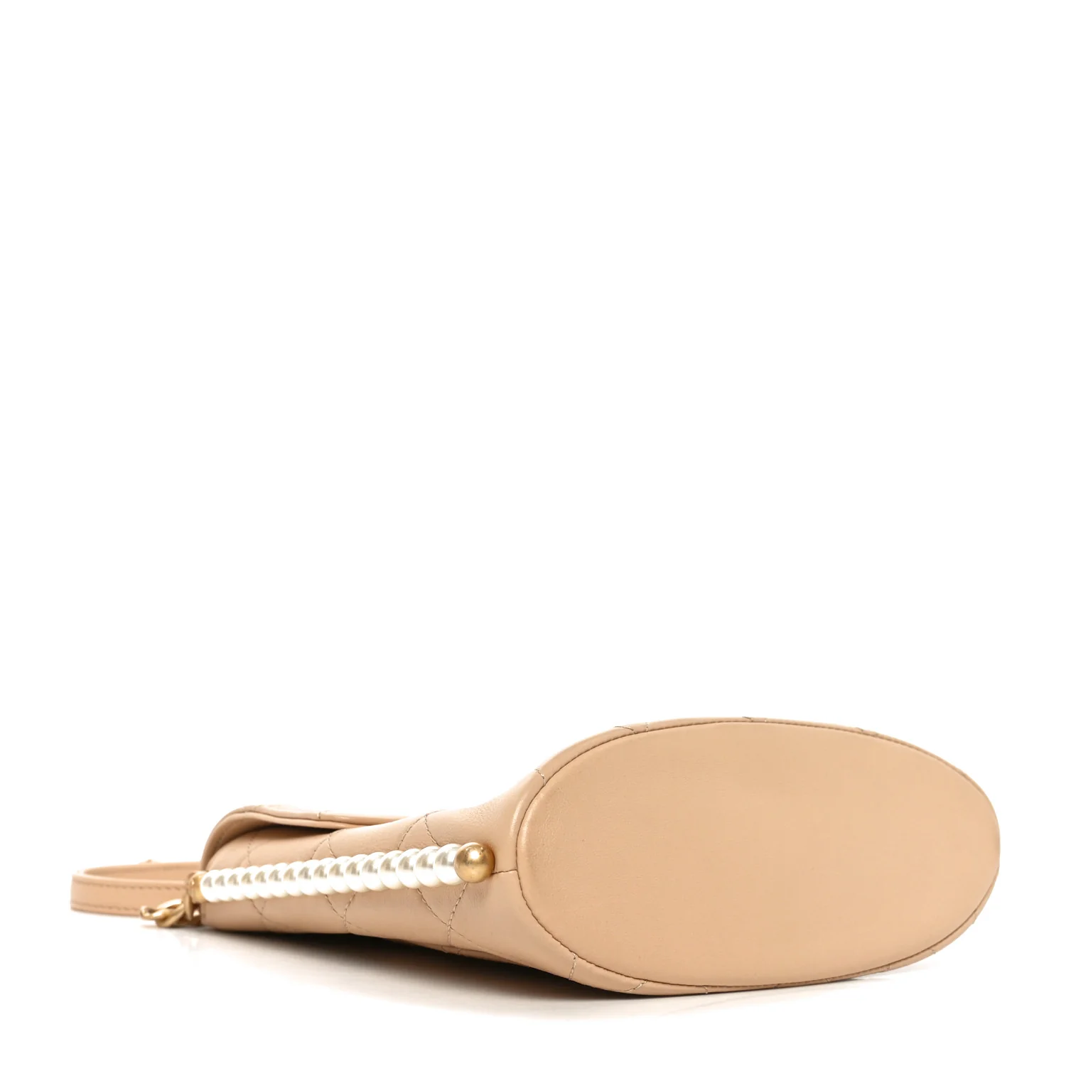 Calfskin Quilted Pearl Small Hobo Bag Beige - Top Club