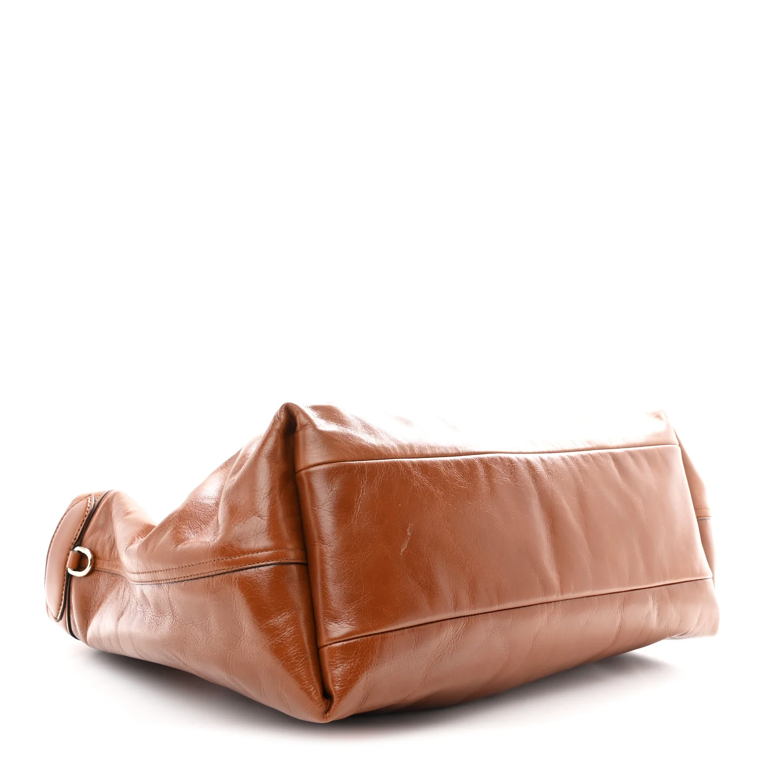 Soft Glossy Calfskin Large Giglio Tote Dark Brown - Top Club