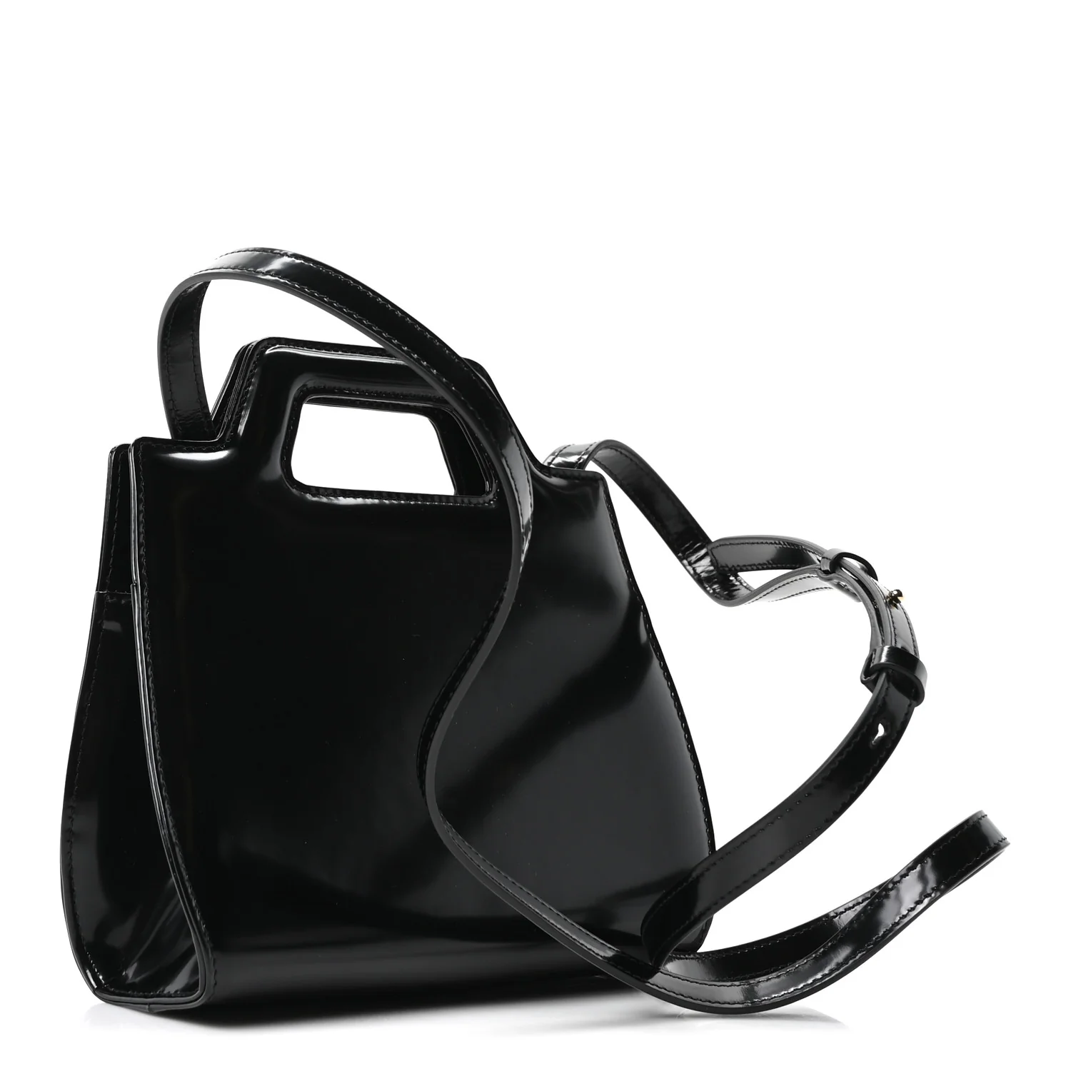 Brushed Calfskin Mini Wanda Top Handle Bag Black - Top Club