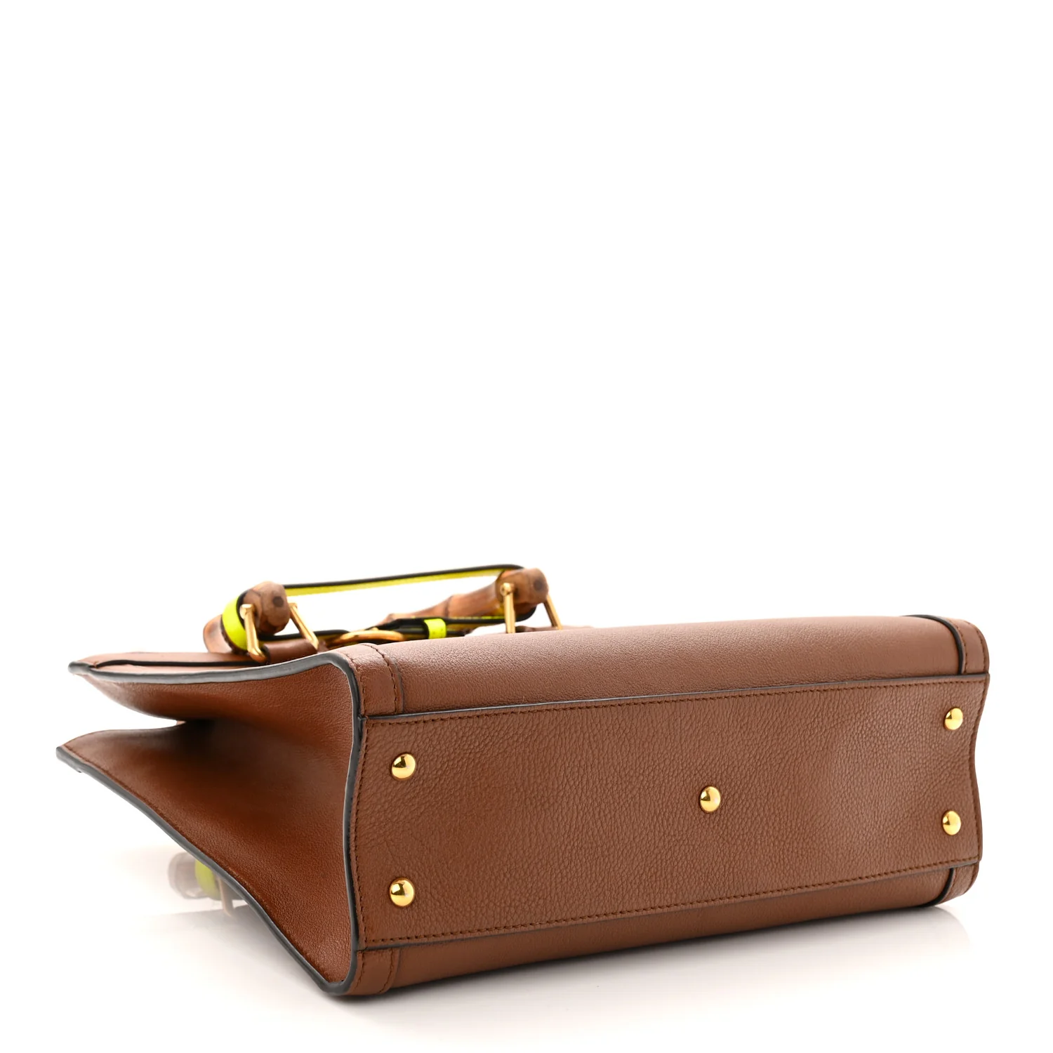 Wonka Grain Calfskin Small Diana Tote Bag Cuir Yellow Fluo - Top Club