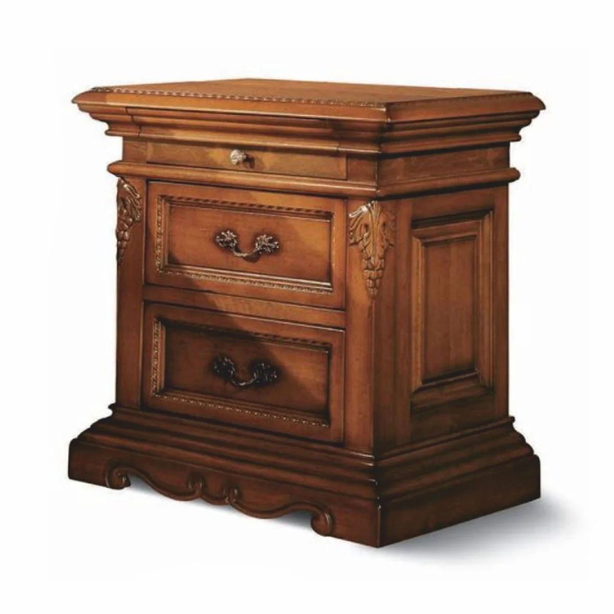 Luxury Baroque nightstand with 3 drawers brown - Made in Italy